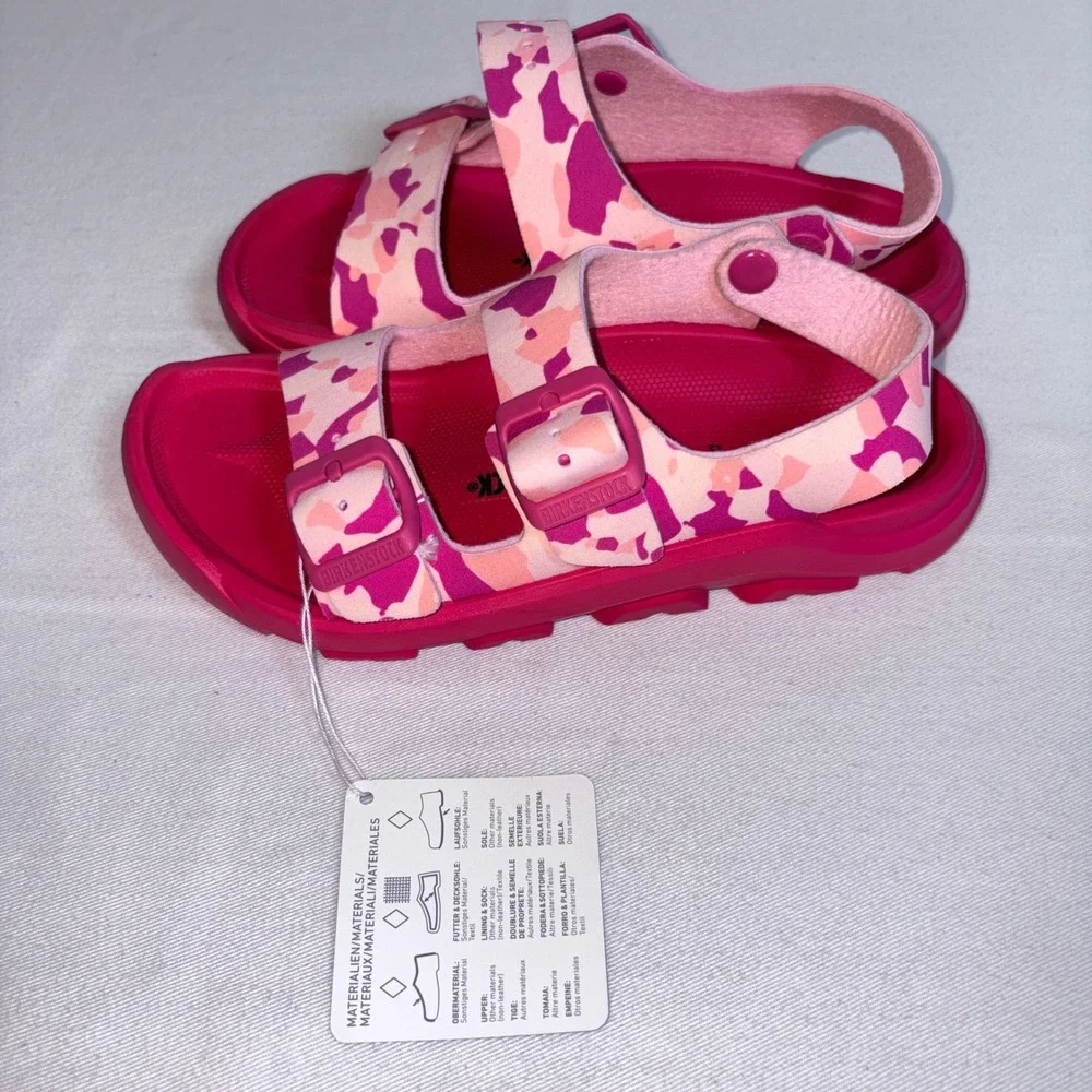 Birkenstock Mogami Sandals Size EU 33 Pink Orange Camo New Backstrap Buckle 2